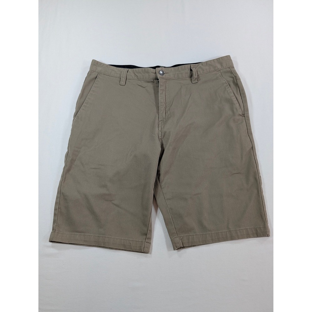 Volcom Frickin Modern Stretch Chino Shorts Mens 34 Khaki Tan Twill Skate Casual